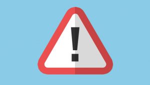 Grafika przestawia biało-czerwony trójkąt z wykrzyknikiem.