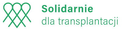 Grafika przedstawia zielony napis: Solidarnie dla transplantacji