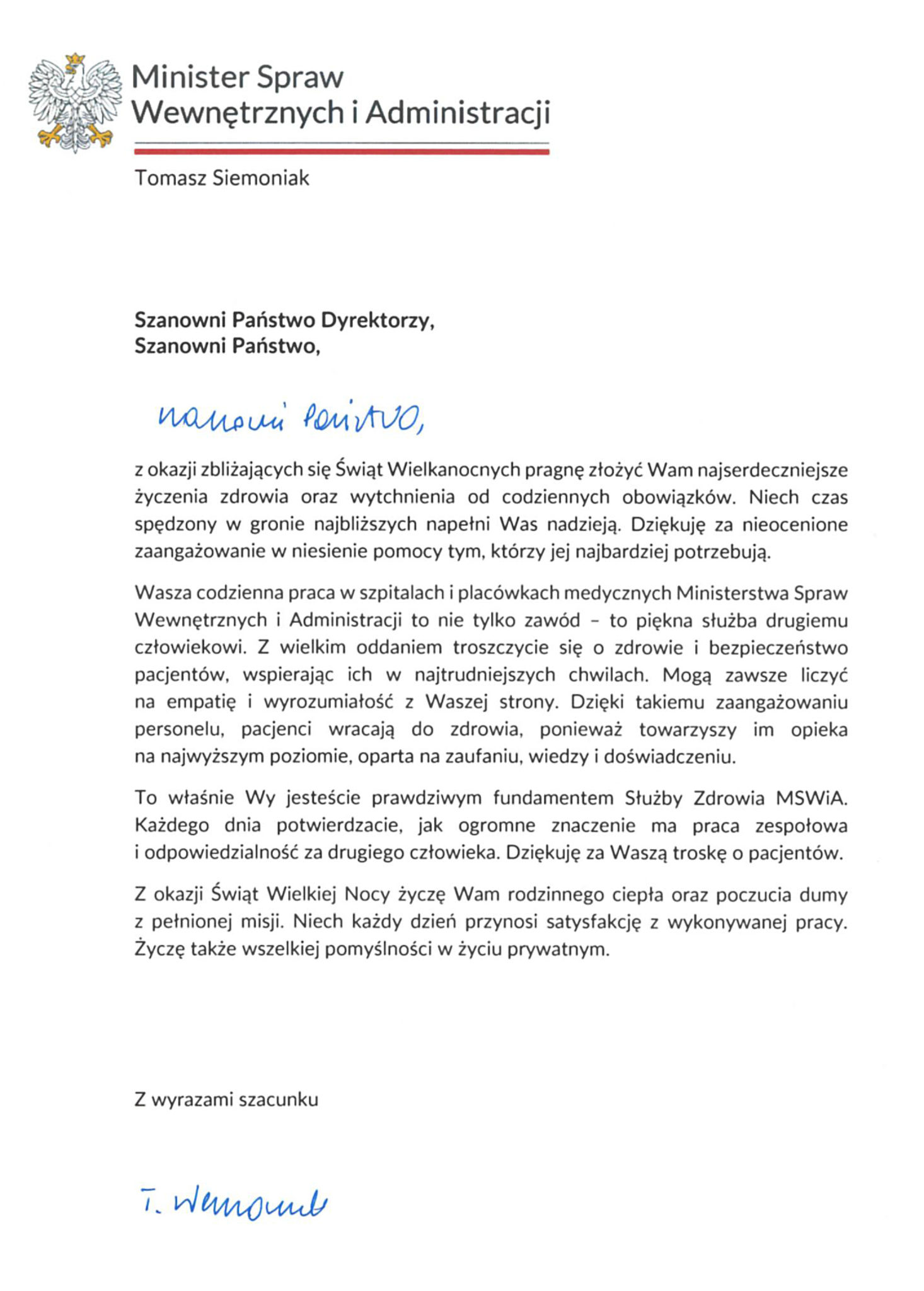 skan listu ministra mswia